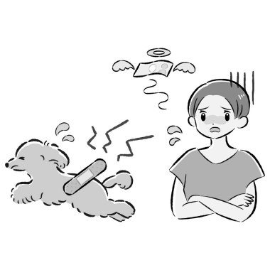 Bir köpek ve bir insanın el çizimi, rahat ve sevimli bir tasviri. Kaba ve şık bir izlenim. Vektör illüstrasyonu.