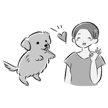 El çizimi, rahat ve şirin bir köpek çizimi. Kaba ve şık bir izlenim. Vektör illüstrasyonu.