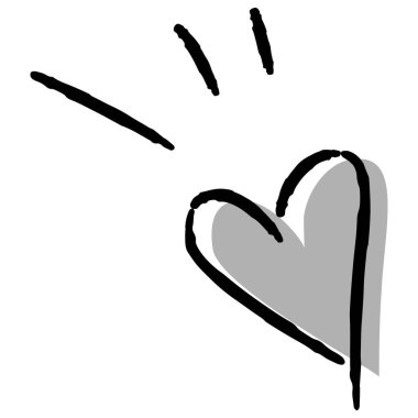 Elle çizilmiş, gevşek ve sevimli bir kalp sembolü. Kaba ve şık bir izlenim. Vektör illüstrasyonu.