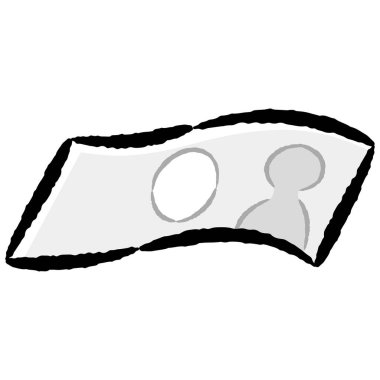 Bir banknotun gevşek ve şirin elle çizilmiş bir çizimi. Kaba ve şık bir izlenim. Vektör illüstrasyonu.