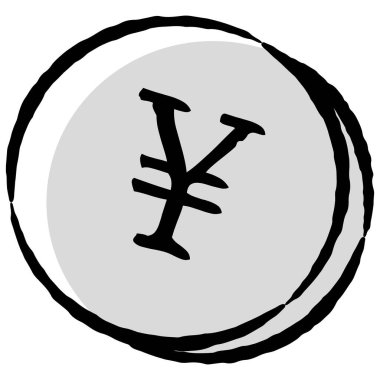 Elle çizilmiş, gevşek ve şirin bir para (para) çizimi. Kaba ve şık bir izlenim. Vektör illüstrasyonu.