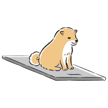 Elle çizilmiş, gevşek ve sevimli bir köpek ağırlığı ölçümü. Kaba ve şık bir izlenim. Vektör illüstrasyonu.