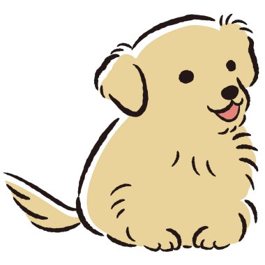 El çizimi, rahat ve şirin bir köpek çizimi. Kaba ve şık bir izlenim. Vektör illüstrasyonu.