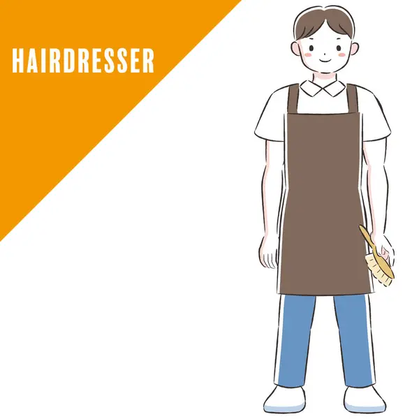 Kuaförler ve budayıcılarla ilgili meslekleri olan insanların hoş el çizimleri. Şık ve nazik bir izlenim. Vektör illüstrasyonu.