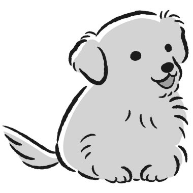El çizimi, rahat ve şirin bir köpek çizimi. Kaba ve şık bir izlenim. Vektör illüstrasyonu.