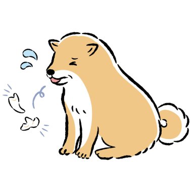 Rahat ve sevimli bir son sınıf köpeğinin el çizimi. Kaba ve şık bir izlenim. Vektör illüstrasyonu.