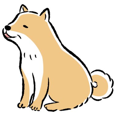 Rahat ve sevimli bir son sınıf köpeğinin el çizimi. Kaba ve şık bir izlenim. Vektör illüstrasyonu.