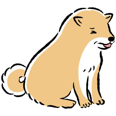 Rahat ve sevimli bir son sınıf köpeğinin el çizimi. Kaba ve şık bir izlenim. Vektör illüstrasyonu.