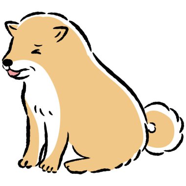 Rahat ve sevimli bir son sınıf köpeğinin el çizimi. Kaba ve şık bir izlenim. Vektör illüstrasyonu.