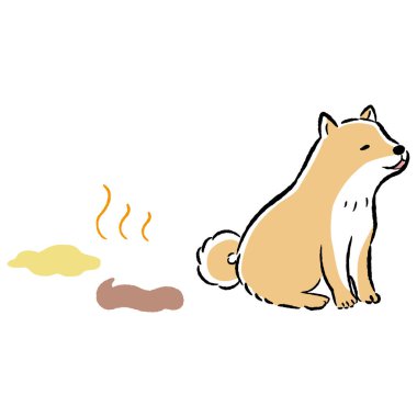 Tuvalette başarısız olmuş gevşek ve sevimli bir köpeğin el çizimi. Kaba ve şık bir izlenim. Vektör illüstrasyonu.