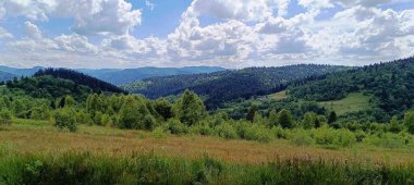 Karpat Dağları 'nın güzel manzarası tasvir edilir