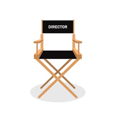 3D gerçekçi yönetmen koltuğu beyaz arka planda izole edilmiş. Vektör illüstrasyonu