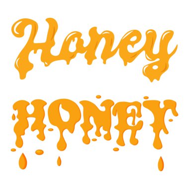 Beyaz arka planda bal rengi parlak harfler. Vektör illüstrasyonu