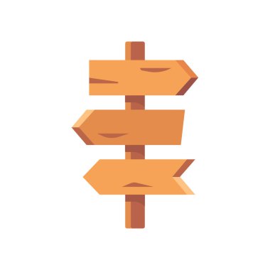 Ahşap desenli tabela. Tahta oklar ve boş yol işaretleri. Tahta tabela, illüstrasyon tahta ok. Vektör illüstrasyonu