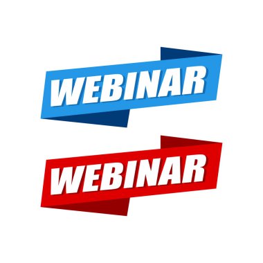 İnternetteki Webinar web konferansı için vektör logosu. Vektör illüstrasyonu