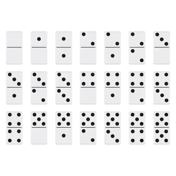 Domino taşları beyaz arka planda izole edilmiş. Dominoların sanatsal tasarımı. Vektör illüstrasyonu