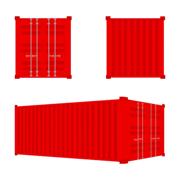 Roter Frachtcontainer Für Logistik Und Transport Isoliert Auf Weißem Hintergrund — Stockvektor