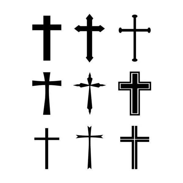 Bir dizi haç görüntüsü. Vektör illüstrasyonu.