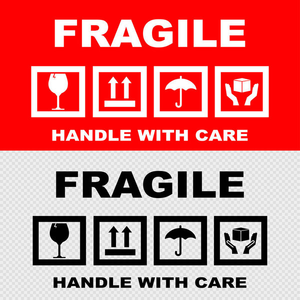 Illustration vector: Fragile handle with care sticker and poster for delivery service