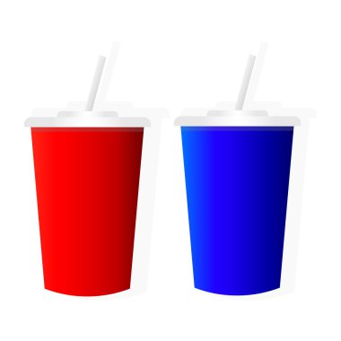 İçkiler için kağıt bardak. Tek kullanımlık tabaklar içecekler için kullanılır. Vektör illüstrasyonu