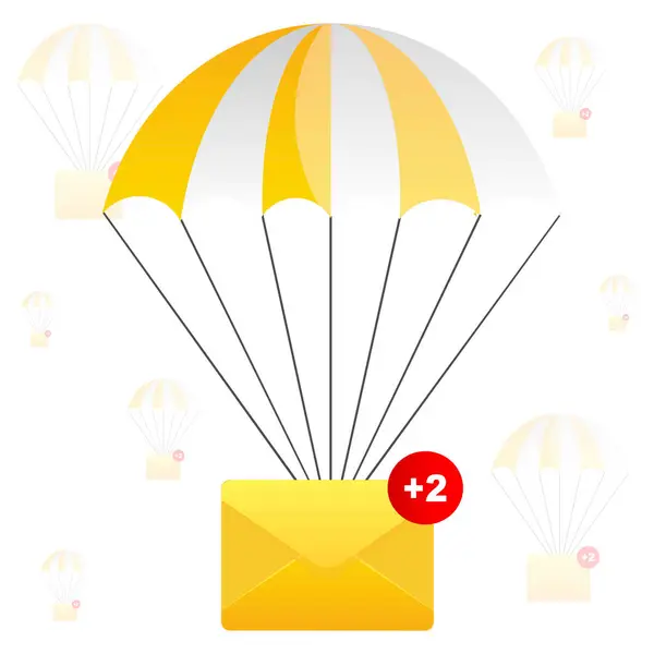 Paraşüt mesajı. Hava postası konsepti. Vektör illüstrasyonu