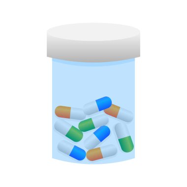 İlaç ve ilaçlar için tıbbi kavanoz. Vektör illüstrasyonu