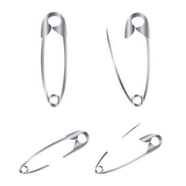 Açık ve kapalı pin. Çengelli iğneler. Vektör illüstrasyonu