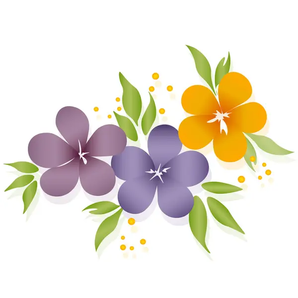 Çiçekler. Çiçeklerin bileşimi. Beyaz arkaplanda vektör illüstrasyonu