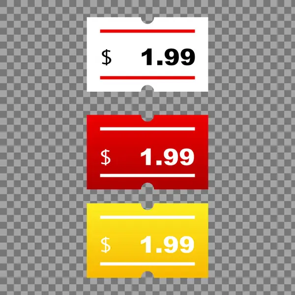 Kendine yapıştırıcı, iki şeritli kağıt fiyat etiketi. Vektör illüstrasyonu