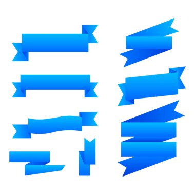 Mavi kurdele seti, elementler. vektör illüstrasyonu