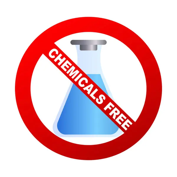 Kimya, kimyasallar yok. Boya ya da yapay aroma simgesi yok. Vektör illüstrasyonu.