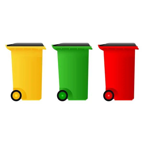 Renkli geri dönüşüm konteynırlarını ayıklamak. Vektör illüstrasyonu