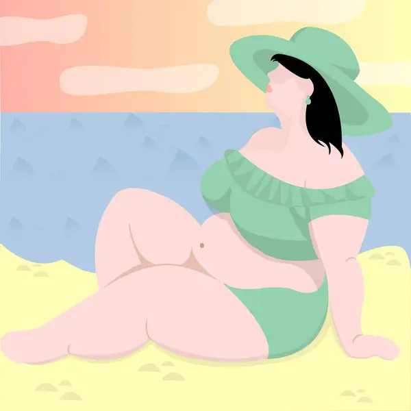 Ayrıca kumsaldan hoşlanan cüsseli bir kadın.