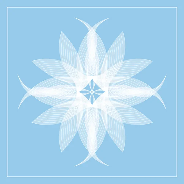 Açık mavi üzerine beyaz renkte şeffaf soyut çiçek