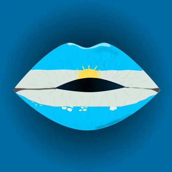 Arjantin bayrağıyla boyanmış dudaklar