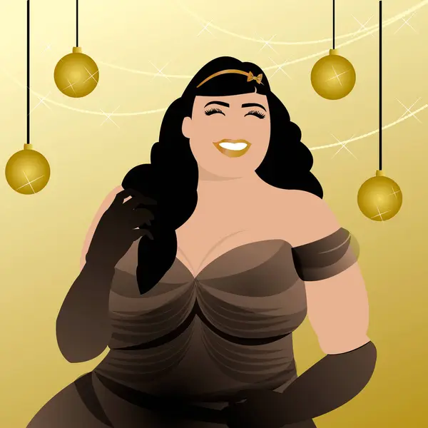 Artı zarif elbiseli kadın.