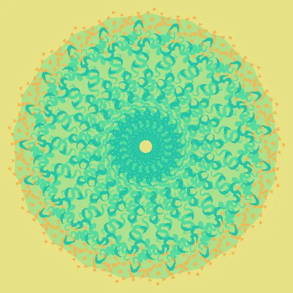 Görüntü, soyut şekilli ve renkleri okyanusu anımsatan bir çemberden oluşuyor.