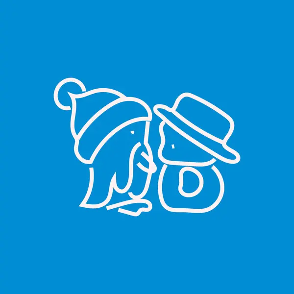 Görüntü, doldurulmamış bir çizgi çizmekten ibarettir. Soğuk için şapkası olan bir penguen hakkında.