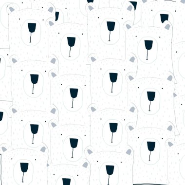 Görüntü, kutup ayısının yüzüyle tekrar eden bir baskıdan oluşuyor.