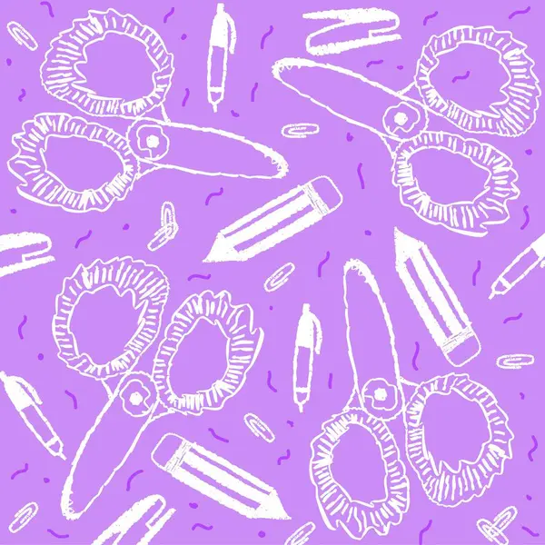 Resim, el çizimi okul malzemeleriyle bir iz ya da desen içeriyor.