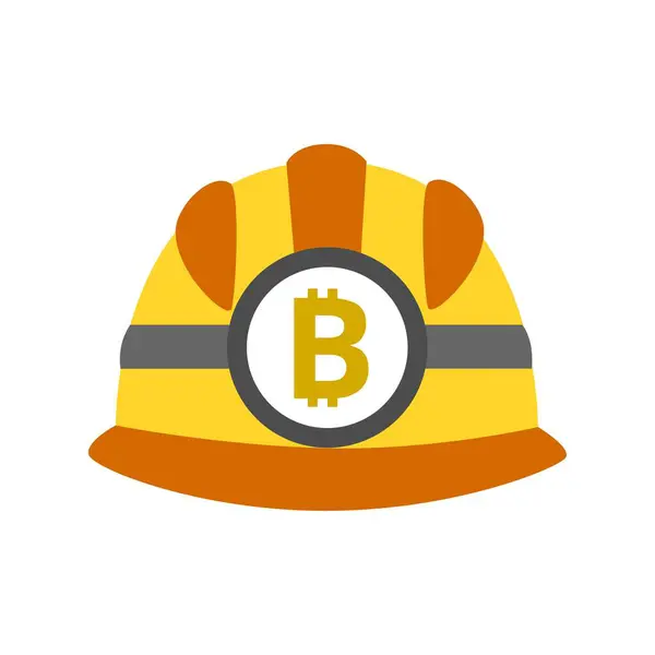 Önünde kripto para biriminin kripto para madenciliğini sembolize eden simgesi olan bir madenci miğferi. Bu görüntü dijital para birimi madenciliği ve engelleme teknolojisi kavramını temsil etmektedir.