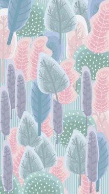 Canlı Mor ve Pembe Renkli Minimalist Orman