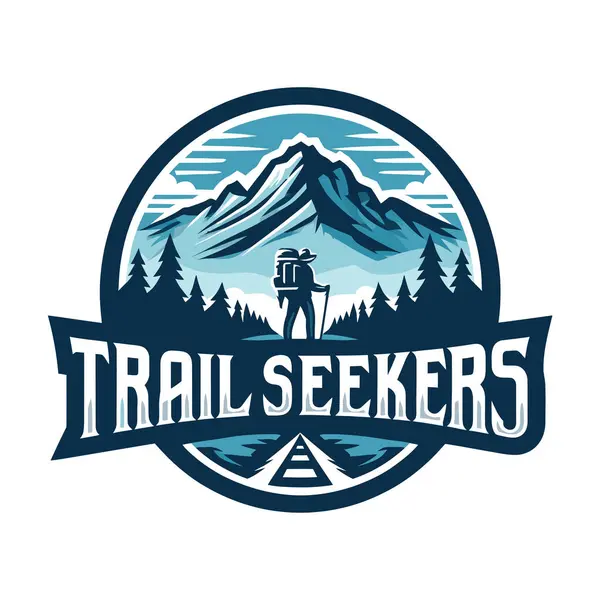 Mountain Hiking Logo Hiking Man — Stock Vector