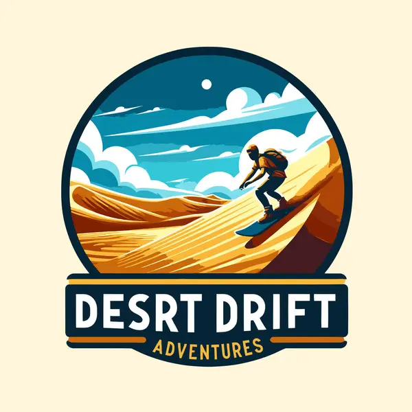 Desert Extreme Sport Logo Desert Mountain Flat Design Adventure Adventure — Stock Vector