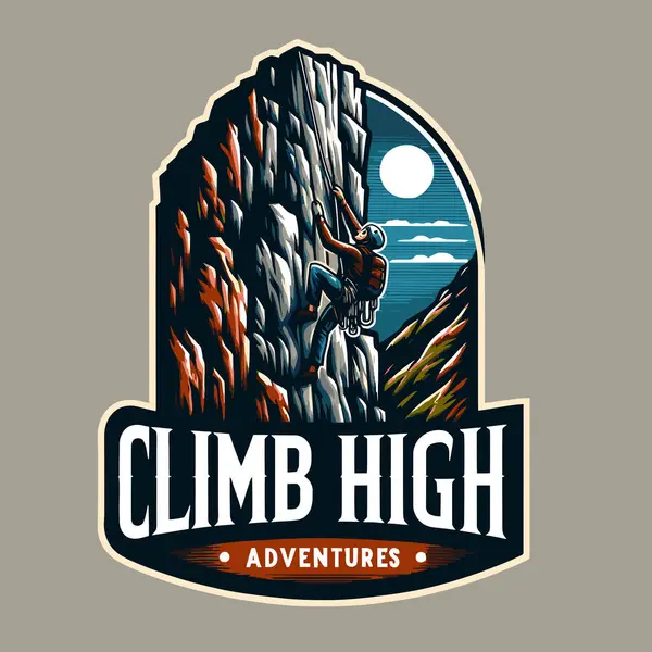 Climbing Rock Mountain Emblem Vector Illustration — Stock Vector