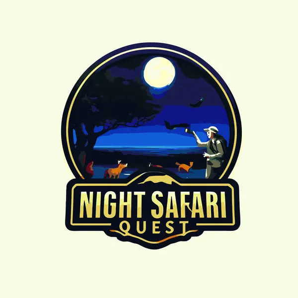 Night Safari Wild Animal Illustration Design — Stock Vector