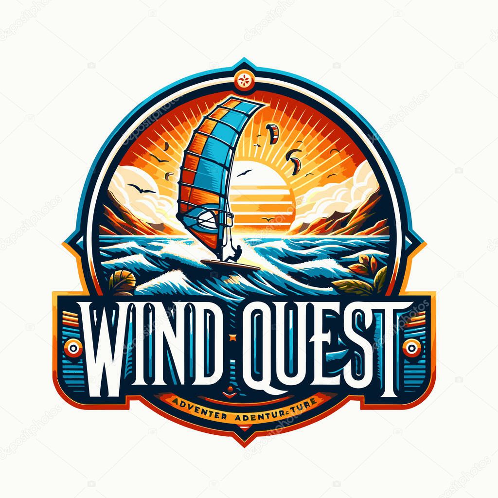 Vintage emblem for sailing sea