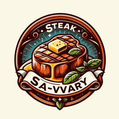 Biftek ve vintage stili vektör logosu tasarımı şablonu