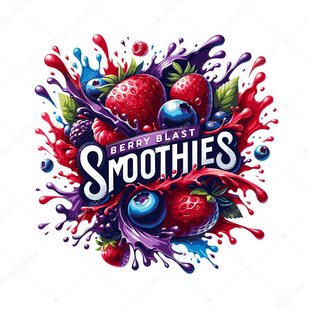 Vector illustration of fresh colorful blueberry berries and berries