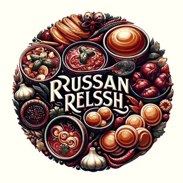 Rus mutfağının vektör çizimi.